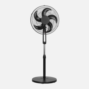 Ventilador De Pie Liberty Negro 3vel 45w 5aspas  Fijo Y Rotatorio C/remoto Y Temporizador Regx43x43cm