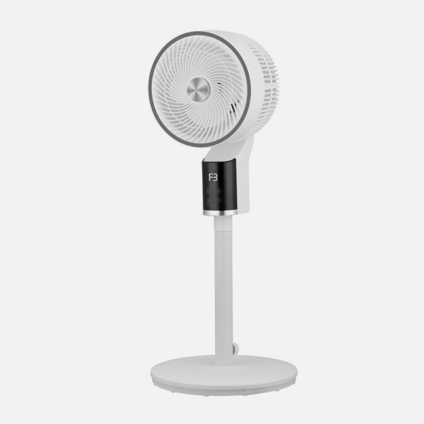 Ventilador De Pie Persa Blanco/cromo 50w 3vel Regx33x33cm Oscilante Display,remoto Y Temporizador