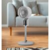 Ventilador De Pie Persa Gris/cromo 50w 3vel Regx33x33cm Oscilante, Display, Remoto Y Temporizador