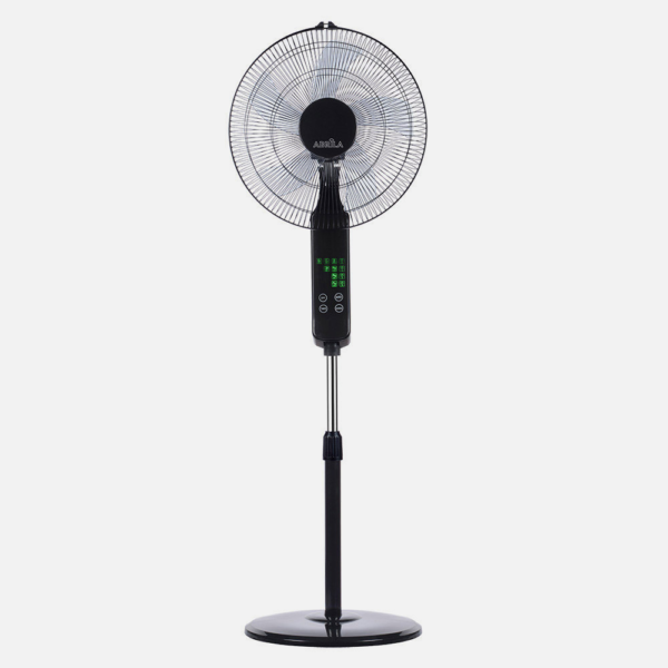 Ventilador De Pie Rodium Negro 3vel 45w Regx43x40cm  Oscilante 5asp.tactil C/remoto Y Temporizador