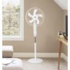 Ventilador DC De Pie Solar Clima Blanco 30w 3vel 5asp Puerto Usb Y Luz C/remoto 43d Cable 4,20m