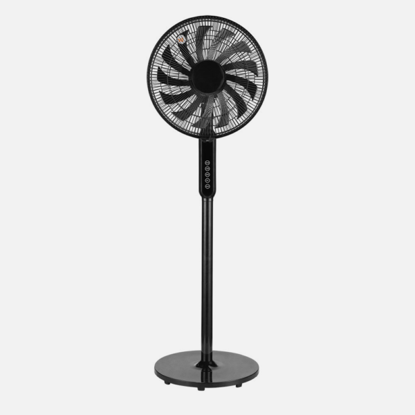Ventilador De Pie Torbellino Negro 3velocidades 60w 13aspas Regx41x41 Display Oscilante, Remoto, Temporizador