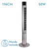 Ventilador De Torre Principe Plata 3vel 50w Remoto  Oscilante Temporizador 116x32x32cm