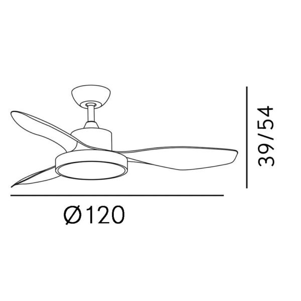 Ventilador Dc Hayate 48w 4080lm Blanco 3 Asp 33/48x120x120cm 3000-4000-6000k C/remoto, Memoria Y Temporizador