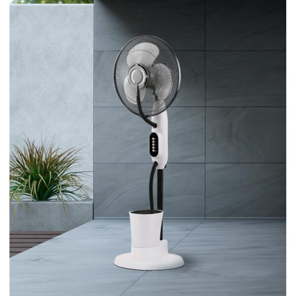 Ventilador Humidificador Pie Iceberg Blanco/negro 80w 3velocidades 3aspas Nebulizador 125x43x38cm Tanque  Agua 2,8l