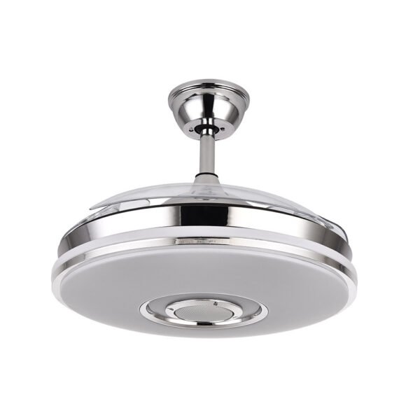 Ventilador Dc Noto 72w 6120lm Cromo 3asp.desp.108d 3 Colores+rgb Bluetooth, Remoto, Memoria Y Altavoz