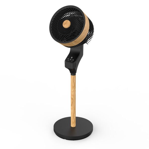 Ventilador Pie Bizancio Negro/haya 50w 3velocidades 95x30x30 Oscilante,tactil Display,remoto Y Temporizador