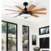 Ventilador DC Pireo 36w Negro 9 Aspas Roble/haya  6 Vel 3000k, 4500k, 6000k 3800lm 132d C/Remoto, Memoria Y Temporizador