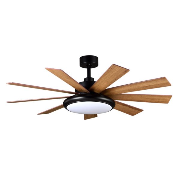 Ventilador DC Pireo 36w Negro 9 Aspas Roble/haya  6 Vel 3000k, 4500k, 6000k 3800lm 132d C/Remoto, Memoria Y Temporizador