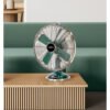 Ventilador Sobremesa Capitolio Oliva/cuero 37w 3velocidades 4asp Fijo Y Rotatorio 42x35x27cm