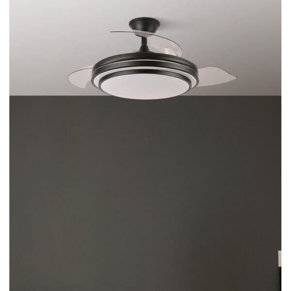 Ventilador Dc Ibe 59w 6980lm Negro 3 Asp.desp. 107d 3000-4000-6000k Remoto, Memoria Y Temporizador