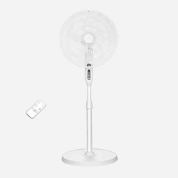 Ventilador De Pie Verdel Blanco 3vel 50w 5asp Fijo/rotatorio C/remoto Y Temporizador Regx42x42cm